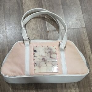 Vintage 2000s Y2K KANHWA marilyn Monroe Baby Pink Bowler Bag Terry Cloth Fleece